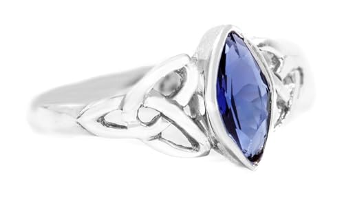 Windalf Ring RIGANI h: 0.9 cm Keltischer Liebesknoten Blauer Kristall 925 Sterlingsilber (Silber, 46 (14.6)) von Windalf