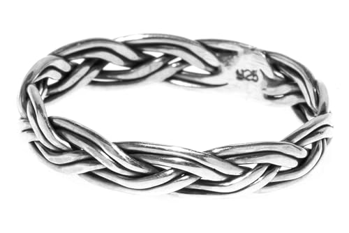 Windalf Schmaler Flecht Ring RANA h: 0.3 cm Wikinger Schmuck 925 Stelingsilber (Silber, 64 (20.4)) von Windalf