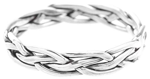 Windalf Schmaler Mittelalter Ring SKALA 0.3 cm Damenring mit Zopfmuster Handarbeit 925 Sterlingsilber (Silber, 60 (19.1)) von Windalf