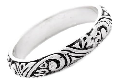Schmaler Mittelalter Ring TARA 4 mm Vintage Elfen Ornamentik Midi Silberring (Sterlingsilber, 62 (20)) von Windalf