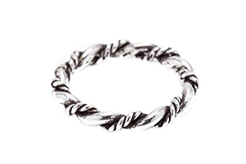 WINDALF Schmaler Vikings Ring DHARA 3 mm Wikinger Kordel-Ring Handgeschmiedet 925 Sterlingsilber (Silber, 60 (19.1)) von Windalf