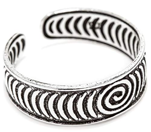 WINDALF Vintage Zehenring CARIZA 5 mm Lebensspiralen Midi Ring Bohemia Fußring Sommerschmuck 925 Sterlingsilber von Windalf