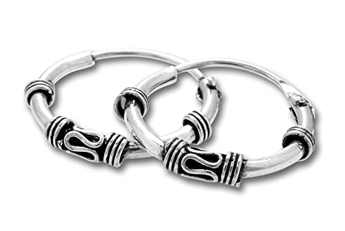 WINDALF Schmuck-Creolen LINSY 15 mm Mit zarten Ornamenten Handarbeit 925 Sterlingsilber von Windalf