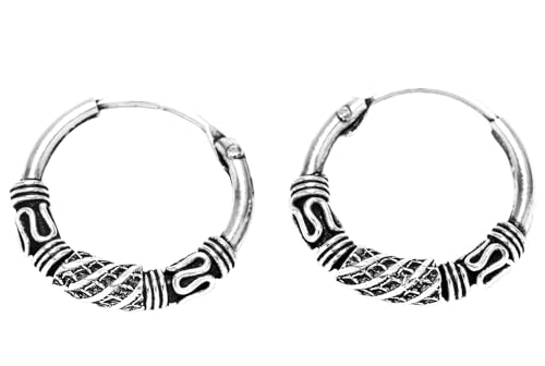 Silber Creolen WYNLAN Ø 1.3 cm Ornamentik Bohemia Ohrschmuck Silberohrringe 925 Sterlingsilber von Windalf