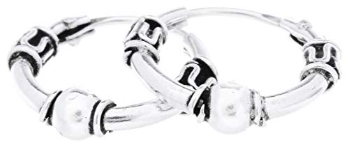WINDALF Viking Vintage Creolen LIORA Ø 1.3 cm Wikinger Ornamentik Bohemia Ohrschmuck Silberohrringe Silbercreolen Handarbeit 925 Sterlingsilber von Windalf