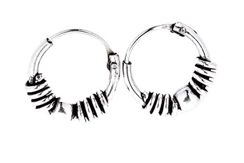 WINDALF Vikings Creolen TRIAN Ø 1 cm Bohemia Silbercreolen mit Spiralen & Kugel Vintage Ohrringe Handarbeit aus 925 Sterlingsilber von Windalf