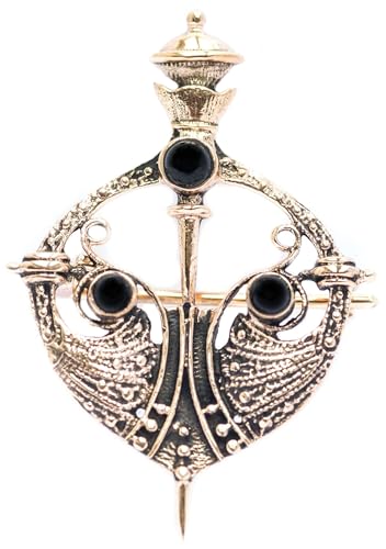 WINDALF Vikings Fibel ANORA 5 cm Wikinger Schwert mit Onyx Bronze von Windalf