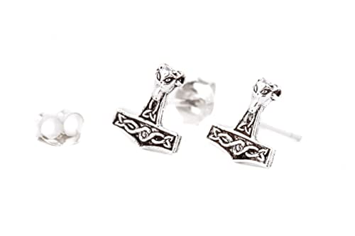 WINDALF Vikings Ohrstecker MJÖLNAR 9 mm Widder Thorshammer Vintage Ohrschmuck 925 Sterlingsilber von Windalf