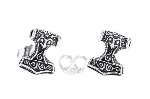 WINDALF Vikings Ohrstecker THORI 1 cm Wikinger Thorshammer Ohrschmuck Silberohrstecker 925 Sterlingsilber von Windalf