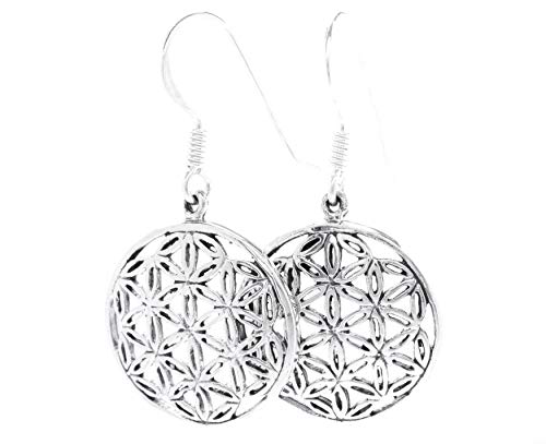 Damen Silber Ohrhänger BLUME DES LEBENS 3.2 cm Bohemia Ohrringe 925 Sterlingsilber von Windalf