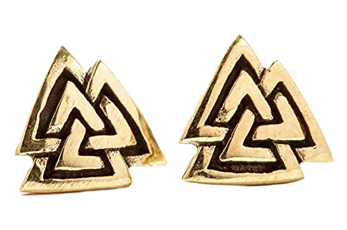 WINDALF Vintage Ohrstecker VALKNUT 8 mm Wikinger Odinsknoten Vikings-Schmuck-Ohrringe Wotansknoten Hochwertige Bronze von Windalf