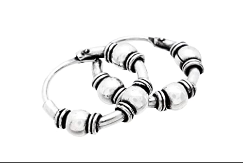 WINDALF Vintage Vikings Creolen TRINY Ø 1.3 cm Silber Creolen mit drei Kugeln 925 Sterlingsilber von Windalf