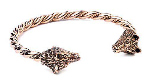 WINDALF Wikinger Männer Armreif WULF Ø 6.5 cm Viking Geri & Freki Wölfe Hochwertige Bronze von Windalf