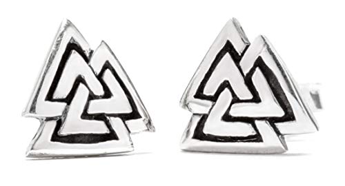 WINDALF Wikinger Ohrstecker VALKNUT 0.8 cm Wotansknoten Wikingerschmuck Ohrringe 925 Sterlingsilber von Windalf