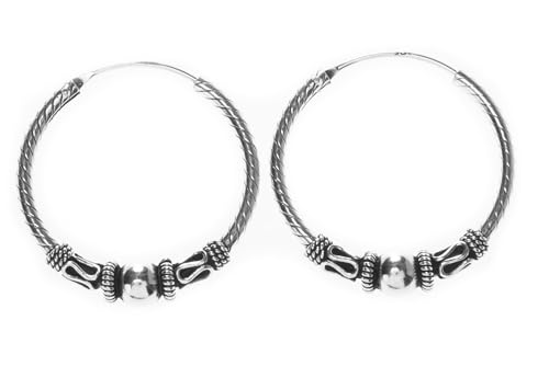 Wikinger Silber Creolen Avar 25 mm Vintage Ohrringe Special Ohrschmuck mit Kugeln 925 Sterling Silber von Windalf