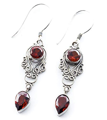 WINDALF Zarte Mittelalter Ohrringe NARIZA 4.5 cm Echter Granat Bohemia Ohrschmuck Handgearbeitet 925 Sterlingsilber WINDALF Zarte Mittelalter Ohrringe NARIZA 4.5 cm Echter Granat Bohemia Ohrschmuck Handgearbeitet 925 Sterlingsilber von Windalf