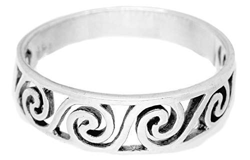Windalf Zarter Celtic Ring MORGÂINE 0.6 cm Boho Spirals Vintage 925 Sterlingsilber (Silber, 58 (18.5)) von Windalf