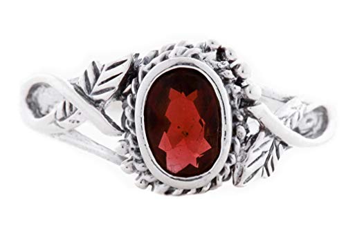 Windalf Zarter Damen Ring LIÂNA h: 0.8 cm Elfenschmuck Roter Kristall Hochwertiges Silber (Silber, 52 (16.6) 5) von Windalf