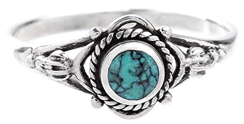 WINDALF Zarter Damen Ring NEMESIA 7 mm Türkis Freundschaftsring 925 Sterlingsilber (Silber, 60 (19.1)) von Windalf