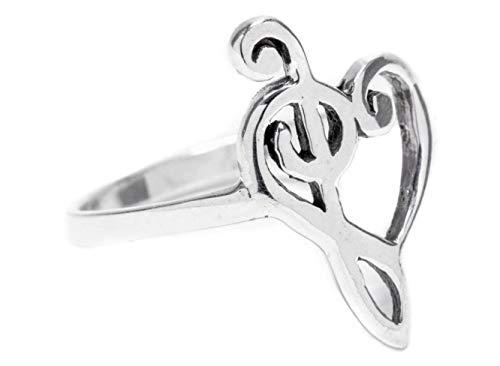 WINDALF Zarter Fairy-Ring LIEBESELFE 16 mm Freundschaftsring Herz mit Notenschlüssel 925 Sterlingsilber (Silber, 54 (17.2)) von Windalf