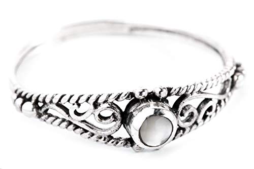 Windalf Zarter Ring NAIRNE h: 0.5 cm Perlmutt 925 Sterlingsilber (Silber, 48 (15.3)) von Windalf