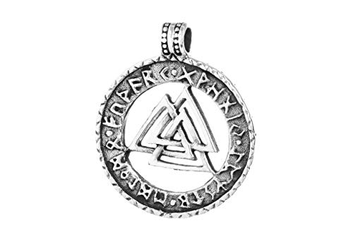Wikinger Schmuck Anhänger VALKNUT 2.6 cm Wotansknoten Runen 925 Sterlingsilber von Windalf