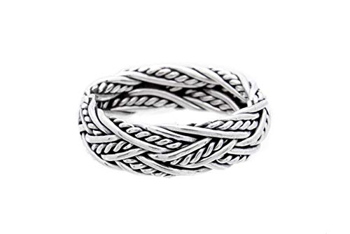 Windalf Asatru Ring DIARMAD 6 mm Vikings Freundschaftsring mit Zopfmuster Handgearbeitet aus 925 Sterlingsilber (Silber, 66 (21.0)) von Windalf