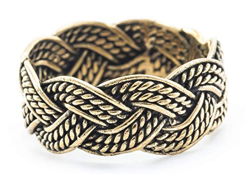 Windalf Breiter Vikings Ring Thorn 9 mm Zopf Muster Bohemia Vintage Bandring Partner- & Freundschaftsring Bronze (Bronze, 64 (20.4)) von Windalf