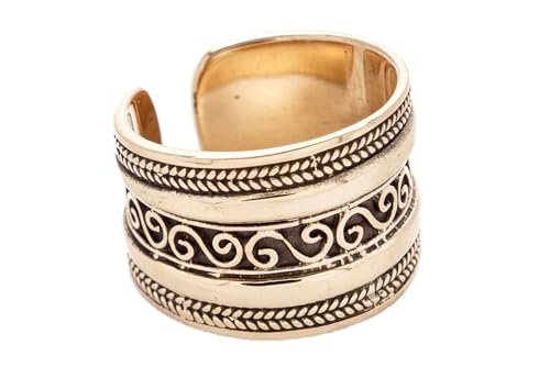 Windalf Breiter Wikinger Ring AYRINA 14 mm Mittelalter-Schmuck Freundschaftsring Offener Bronzering (Bronze, 62 (20)) von Windalf