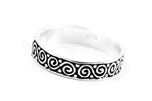 Windalf Celtic Irish Silberring NAMU 5 mm Bohemian Midi-Ring mit Doppelspiralen 925 Sterling-Silber (Silber, 60 (19.1)) von Windalf