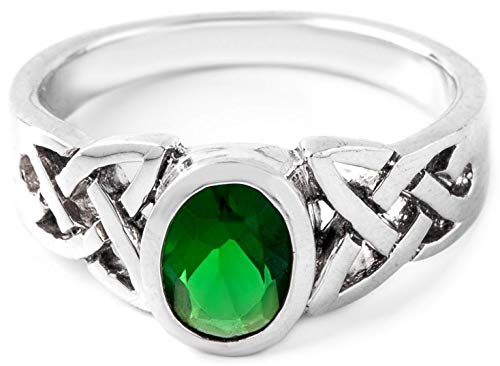 Windalf Celtic Ring NALIA 7 mm Grüner Smaragd Vertrauensring 925 Sterlingsilber (Silber, 64 (20.4)) von Windalf
