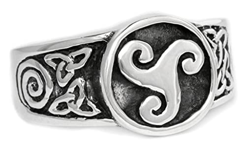 Windalf Celtic Siegel Ring TORIAN 11 mm Keltisches Triskel Irischer Band-Ring Antik 925 Sterlingsilber (Sterlingsilber, 58) von Windalf