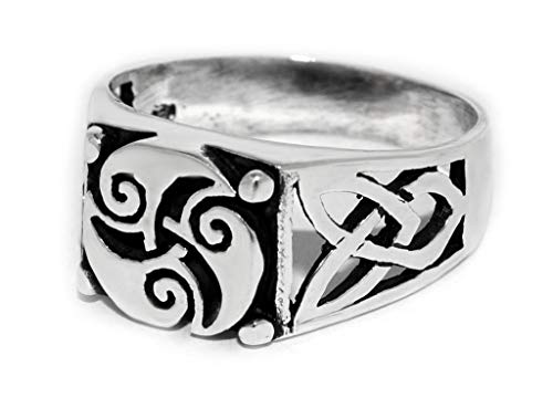 Windalf Celtic Siegel Ring TRISANA 10 mm Keltische Triskele Pagan Irish Silberring 925 Sterling (Sterlingsilber, 52) von Windalf