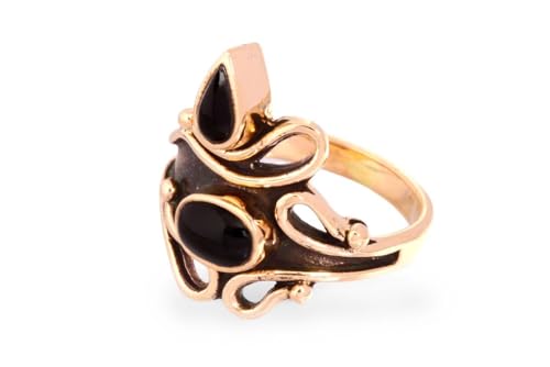 Windalf Damen Ring ACASYA 20 mm Gothic Schmuck Schwarzer Onyx Bronze (Bronze, 50 (16)) von Windalf