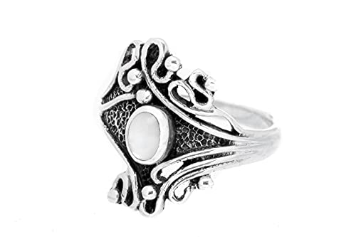 Windalf Damen Ring FIANA 18 mm Boho Perlmutt Vintage 925 Sterlingsilber (Silber, 62 (19.7)) von Windalf