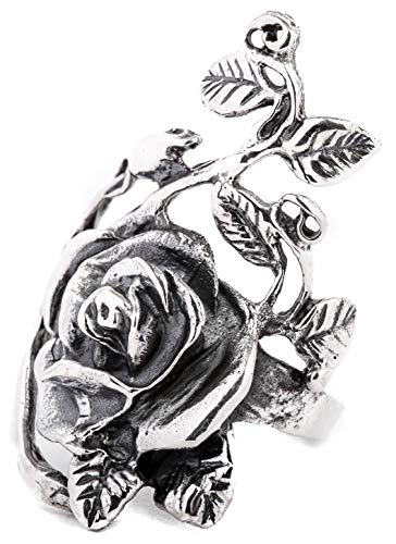 Windalf Damen Statement Ring AURORA 3.3 cm Bohemia Schmuck Rosen Gothic Statement Silberring 925 Sterlingsilber (Silber, 66 (21.0)) von Windalf