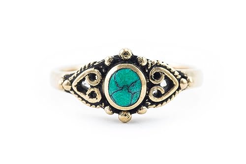 Windalf Elben Türkis-Ring EVIE 8 mm Bohemia Mittelalter-Schmuck Bronze (Bronze, 54 (17)) von Windalf