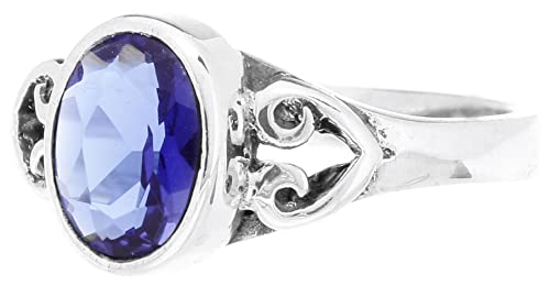 Windalf Elfen Damen Ring TARA 8 mm Blauer Saphir Vintage 925 Sterlingsilber (Sterlingsilber, 66 (21)) von Windalf