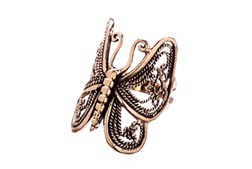 Windalf Elfen Ring INALA 27 mm Boho Fairy Schmetterling Bronze (Bronze, 18.5) von Windalf