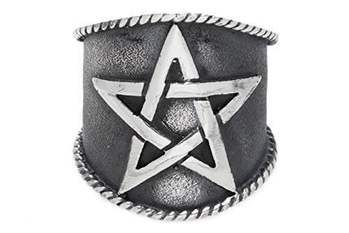 Windalf Großer Vintage Pentagramm Ring ARCÔNA 2.3 cm Gothic Statementring Pagan Magier Schmuck Mittelalter Silberring Schutzring 925 Sterlingsilber (Silber, 68 (21.6)) von Windalf