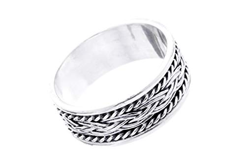 Windalf Handgearbeiteter Vikings Ring BRYANN 8 mm Wikinger Freundschafts Zopf Partnerring Silberring 925 Sterlingsilber (Silber, 72 (22.9)) von Windalf