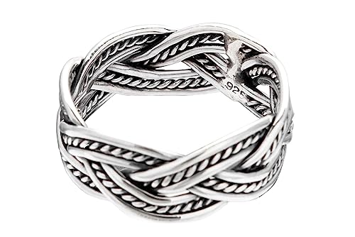 Windalf Handmade Vintage Silberring THORNGAD 7 mm Vikings Partner Silberring Zopf-Muster Bohemia Geflochtener Freundschaftsring 925 Sterlingsilber (Silber, 56 (17.8)) von Windalf