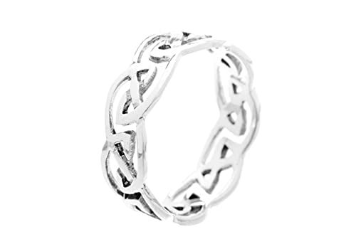 Windalf Irischer Keltenring Silber-Ring TUATHA 0.6 cm Partnerring mit durchgehendem Muster Freundschaftsring Damenring 925 Sterlingsilber (Silber, 44 (14.0)) von Windalf