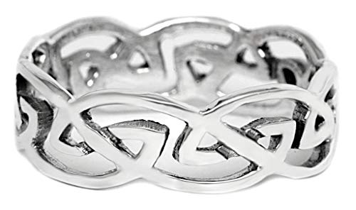 Windalf Irischer Keltenring Silber-Ring TUATHA 0.6 cm Partnerring mit durchgehendem Muster Freundschaftsring Damenring 925 Sterlingsilber (Silber, 64 (20.4)) von Windalf