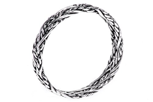 Windalf Kelten Ring SKÅRA h: 0.4 cm Flecht-Muster Handgearbeitet 925 Sterlingsilber (Silber, 48 (15.3)) von Windalf