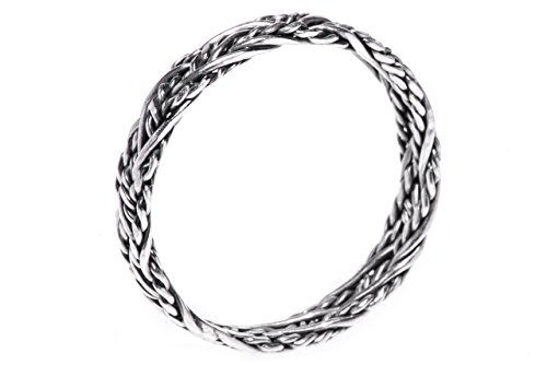 Windalf Kelten Ring SKÅRA h: 0.4 cm Flecht-Muster Handgearbeitet 925 Sterlingsilber (Silber, 54 (17.2)) von Windalf