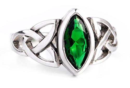 Windalf Keltischer Ring ISEA 12 mm Grüner Smaragd Celtic Irischer Silberring 925 Sterlingsilber (Silber, 62 (19.7)) von Windalf