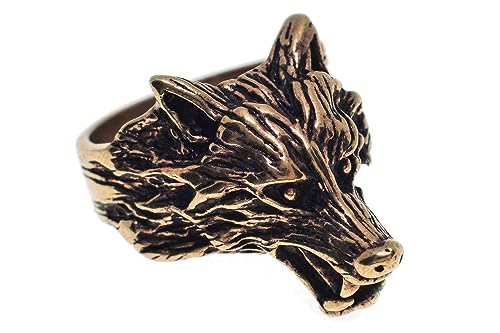 Windalf Kraft Wolf Ring WULF 18 mm Odins Wolf Vikings Wolfsring Bronzering (Bronze, 54 (17)) von Windalf