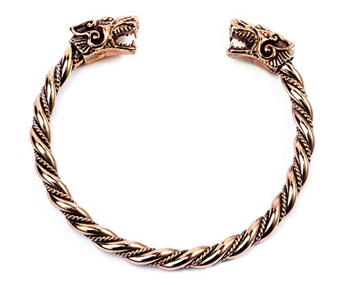 Männer Armreif FENRAR Ø 6.5 cm Wikinger Wölfe Handarbeit Bronze von Windalf