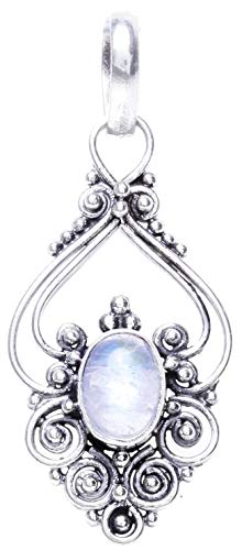 Windalf Mittelalter Bohemian Anhänger MEDUNA 3.3 cm Mondstein Vintage Balance-Amulett Handarbeit aus 925 Sterlingsilber von Windalf
